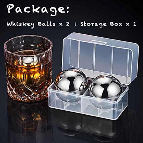 BEZTN Whiskey Stones Metal Ice Cube, Reusable Stainless Steel Silver Balls 2.2", Gifts for Men Dad Husband Boyfriend, Cool Retirement Gifts with Box Packages