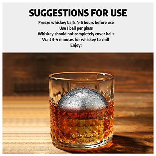 BEZTN Whiskey Stones Metal Ice Cube, Reusable Stainless Steel Silver Balls 2.2", Gifts for Men Dad Husband Boyfriend, Cool Retirement Gifts with Box Packages