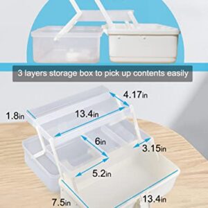 Facikono Craft Tool Box 3 Layer Storage Box Art Craft Box Tackle Box Organizer Hair Supply Organization Box Sewing Box Medication Organizer White Plastic Tool Box