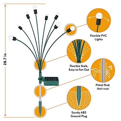 24 LEDs Firefly Garden Lights Solar Outdoor with Green Stems - 3 Pack Solar Garden Lights for Yard - Starburst Solar Outdoor Lights - Solar Swaying Light for Yard Patio Decoration