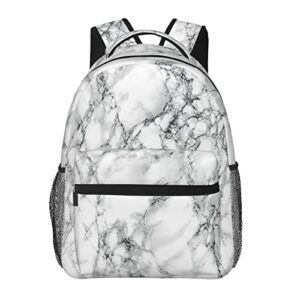 fiokroo black and white marble backpack school bag for students teens men women laptop backpacks travel daypack bag with multiple pockets