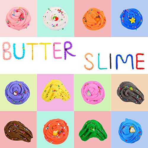 54 Pack Mini Butter Slime Kit for Girls Boys, Scented Fruit Party Favors, Soft and Non-Sticky, Stress Relief Putty Toys Kids，Educational