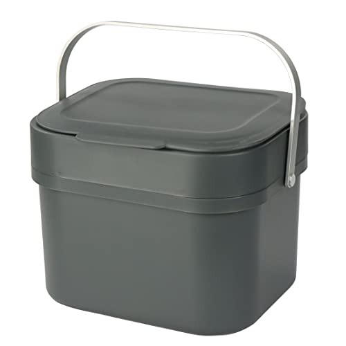 7Penn Small Compost Bin for Kitchen - 1gal Countertop Compost Bucket for Food Scraps, Trash, Recycling and More - 4L Cabinet or Wall Mounted Aluminum Indoor Compost Bin