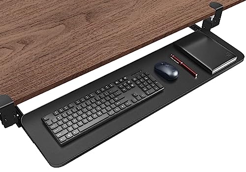 Kanrichu 36'' Extra Large Keyboard Tray, No Screw Long Adjustable Height Under Desk Pull Out Keyboard Drawer with C Clamp (Black)