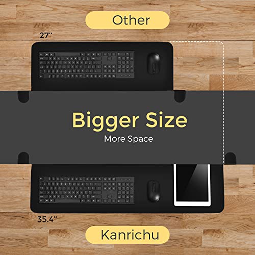 Kanrichu 36'' Extra Large Keyboard Tray, No Screw Long Adjustable Height Under Desk Pull Out Keyboard Drawer with C Clamp (Black)