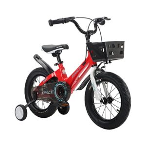 spacebaby kids bike 14 16 18 inch kids bicycle for boys girl ages 3-9 years old, mg alloys bike with training wheels & basket, bicicletas para niños