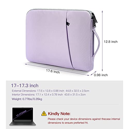 17 inch Laptop Case Sleeve - Slim Protective Shockproof Water-Resistant Laptop Cover with Handle Computer Carrying Bag for HP Envy 17 /Pavilion 17, Dell Lenovo Asus Acer MSI 17.3 Notebook Bag -Purple