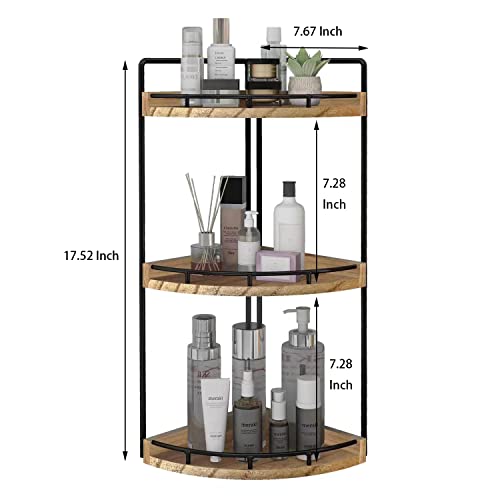 Dorhors 3-Tier Corner Bathroom Organizer Countertop for Storage,Counter Tray and Vanity Organizer,Wood Counter Organizer for Kitchen,Bathroom,Dresser (Rustic Brown)