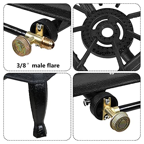 Propane Burner,Gas Burners for Cooking Outdoor,Gas Stove Burner, Camping Stove Propane Portable,Propane Grill Camping Iron Cast, 2 Burners Patio Yard Camping BBQ Cooking