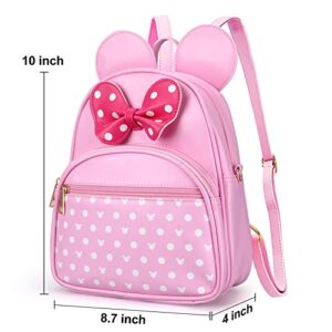 Dksyee Cute Little Girls Backpacks Mini Mouse Backpack Kids Backpack Small Backpack Purses Pink Leather Toddler Backpack Best Travel Bag Crossbody Purse Baby Backpack Preschool Backpack