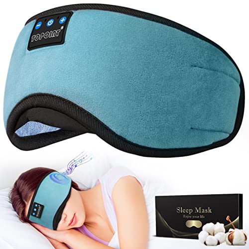 TOPOINT Sleep Headphones, Sleeping Headphones Bluetooth Sleep Mask with Bluetooth Headphones, Aid Sleep Light Blackout Sleeping Eye Mask Headphones for Sleeping Side Sleepers Women Girls Gifts