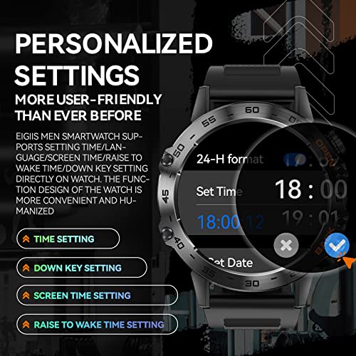 Military Smart Watch for Men Make Calls Rugged Tactical Smartwatch Compatible with Android iPhone Samsung 1.39" HD Screen Heart Rate Sleep Monitor Watch 108 Sports Modes Fitness Tracker (Black)