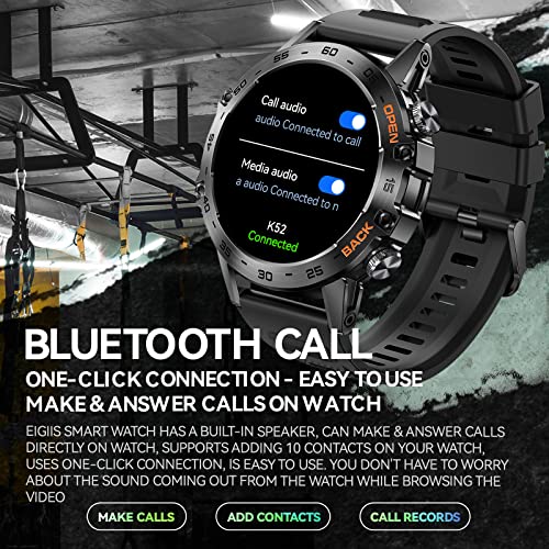 Military Smart Watch for Men Make Calls Rugged Tactical Smartwatch Compatible with Android iPhone Samsung 1.39" HD Screen Heart Rate Sleep Monitor Watch 108 Sports Modes Fitness Tracker (Black)