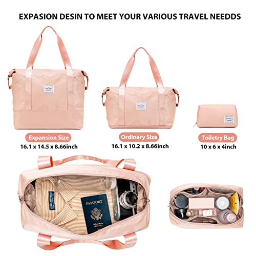 LONG VACATION Luggage Set 4 Piece Luggage Set ABS hardshell TSA Lock Spinner Wheels Luggage Carry on Suitcase (PINK, 6 piece set)