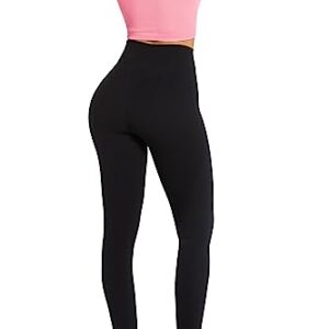 Sunzel Nunaked Workout Leggings for Women, Tummy Control Compression Workout Gym Yoga Pants, High Waist & No Front Seam Black X-Small 28"