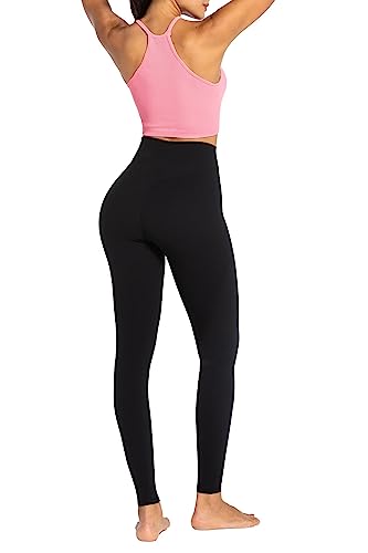 Sunzel Nunaked Workout Leggings for Women, Tummy Control Compression Workout Gym Yoga Pants, High Waist & No Front Seam Black X-Small 28"