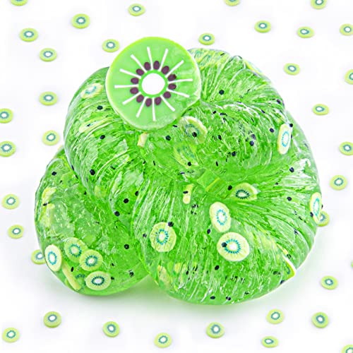 Crystal Slime, Green Kiwi Fruit Clear Jelly Cube Glimmer Crunchy Slime for Kids, Idea Stress Relief Toy, Kids Party Favor, Birthday Easter Christmas New Year Gift for Girls and Boys Age 6 7 8 9 10+