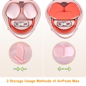 Elonbo Hard Carrying Case for Apple AirPods Max Wireless Over-Ear Headphones, New AirPods Max Bluetooth Headphones Travel Protective Cover Earphone Protector Storage Bag, Extra Space fits Charger.Pink
