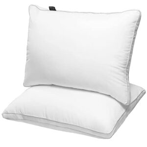jicuse bed pillows standard size set of 2, hotel quality standard pillows 2 pack for sleeping with soft down alternative filling, gusseted bedding pillow for back, stomach or side sleepers, 20" x 26"
