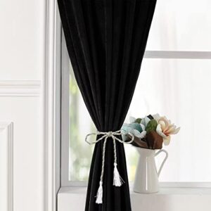 YURIHOME Black Velvet Curtains 84 Inches for Bedroom, Thermal Insulated Blackout Curtains- Room Darkening Sun Blocking Rod Pocket Window Drapes for Living Room, 2 Panels, 42 x 84 Inches
