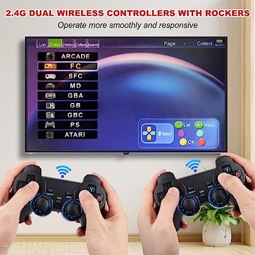 4K Wireless Retro Game Console - Plug and Play Video Game Stick Built-in 13000 Games Nostalgia Stick Games, 9 Emulators, Dual 2.4G Wireless Controllers(64G)……