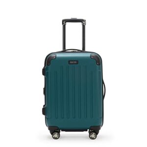 kenneth cole reaction renegade luggage expandable 8-wheel spinner lightweight hardside suitcase, botanical green, 20-inch carry on