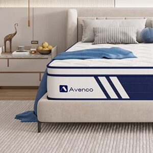 avenco king size mattresses 10 inch king hybrid mattress in a box with gel memory foam and individually pocket coils for king size bed, motion isolation, certipur-us certified