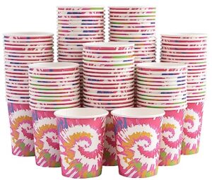 clawsoff [300 pack 8 oz disposable paper cups, hot/cold beverage paper drinking cups, paper coffee cups, tie-dye paper hot coffee cups for party, picnic, travel, and events.
