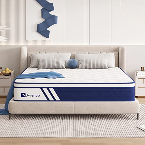 Avenco Queen Mattress 10 Inch, Hybrid Queen Size Mattresses in a Box with Gel Memory Foam, Individual Pocket Springs for Pressure Relief and Motion Isolation, Medium Firm Queen Bed Mattress