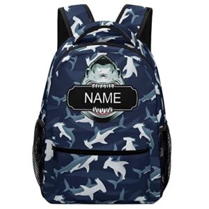 fovanxixi custom cute dark shark backpack for kids boys girls, children personalized backpack with name text customized daypack schoolbag for student bookbag