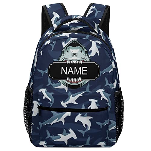 Fovanxixi Custom Cute Dark Shark Backpack for Kids Boys Girls, Children Personalized Backpack with Name Text Customized Daypack Schoolbag for Student Bookbag