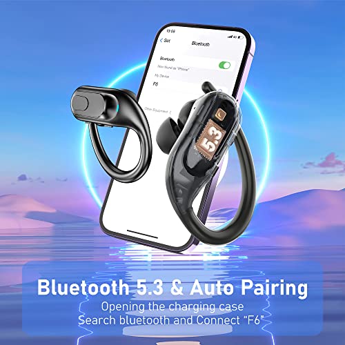 Falebare Headphones Wireless Bluetooth Earbuds 150Hrs Playtime with 2800 mAh LED Display Charging Case Over-Ear Buds with IPX7 Waterproof Earhooks Headset for Sports Running Workout Gym Black