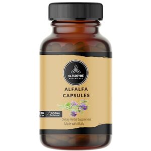 naturevibe botanicals alfalfa capsules premium 180 veg capsules | 1000mg per serving | nutritionally abundant | made with pure herb alfalfa powder