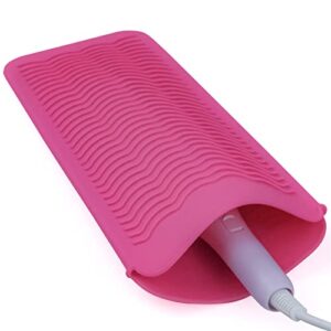 1pack silicone heat resistant mat pouch for hair straightener, curling iron, flat iron and hot hair tools pink
