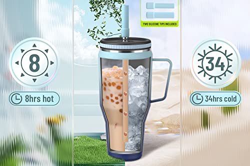 Zenbo 40 oz Tumbler with Handle, Straw Lid, and Cupholder-Friendly Design | Insulated Stainless Steel Travel Mug, Reusable Water Bottle | Leak-Proof, Dishwasher Safe