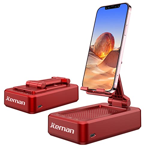 JTEMAN Portable Wireless Bluetooth Speakers with Phone Stand,Gifts for Women and Men,Birthday Christmas for Women Men,Kitchen Gadgets for Men,Compatible for iPhone/Samsung/Mini iPad - Red