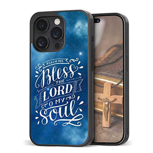 Bible Verses Quotes Phone Cases Bless God Blue Suitable for iPhone 11 12 13 14 Pro Max Plus Mini X 7 8 SE | Samsung Note 7 8 9 10 20 S21 S22 S23 Ultra Plus | Moto G Stylus | Pixel 4a 5XL 6 7 (White)