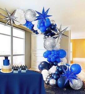 navy royal blue and silver white balloon kit for graduation birthday party decorations class of 2023 grad congratulations prom party grad ceremony decor