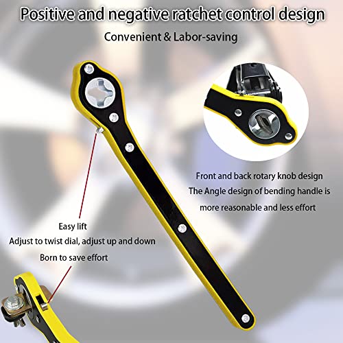 Auto Labor-Saving Jack Ratchet Wrench with Long Handle, Car Jack and Lug Wrench, Handle Scissor Jack, Tire Wheel Lug Wrench Lift Speed Handle Tool for Motorcycle, Car, SUV