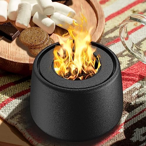 Tabletop Fire Pit Bowl Mini Table Top Rubbing Alcohol Personal Smores Fireplace Long Burning Smokeless Flame Portable Upgraded Original Ceramic Firepit, Mini Fire Pit Used Indoor & Outdoor & Garden