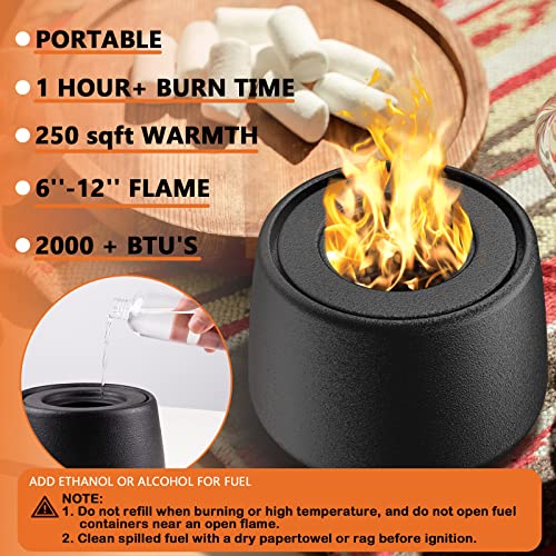 Tabletop Fire Pit Bowl Mini Table Top Rubbing Alcohol Personal Smores Fireplace Long Burning Smokeless Flame Portable Upgraded Original Ceramic Firepit, Mini Fire Pit Used Indoor & Outdoor & Garden