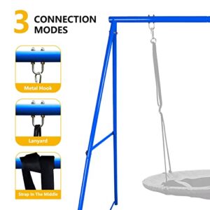 Hishine Swing Stand for Porch Outdoor Heavy Duty Swing Frame, Full Steel Metal Frame with 4 Ground Pegs, 71" Height Holds Up to 550lbs (Swing NOT Included)