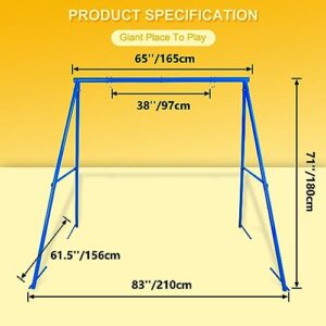 Hishine Swing Stand for Porch Outdoor Heavy Duty Swing Frame, Full Steel Metal Frame with 4 Ground Pegs, 71" Height Holds Up to 550lbs (Swing NOT Included)