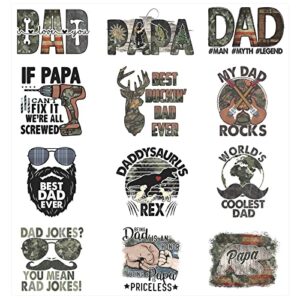 12pcs best dad ever father's day iron on decals for clothing iron on patches diy heat transfer stickers for t-shirt jean appliques