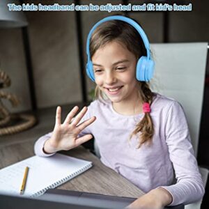 Kids Bluetooth Headphones, Wireless Headphones for Kids with Built-in Microphone, Over Ear Foldable Stereo-Bass Aux 3.5mm Cord, Wireless Bluetooth Headsets for Children Boys Girls School (Blue)