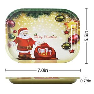Premium Metal Tray with Soft Magnetic Lid,Small Metal Tray with Spill Proof Cover,Cute Decorative Trays,Perfect for Home and On-The-Go,7" x 5.5" （Green）