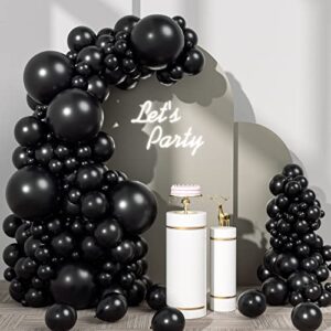 fotiomrg 110pcs black balloon garland arch kit, 18 12 10 5 inch black latex balloons different sizes pack for birthday graduation baby shower father's day party decorations