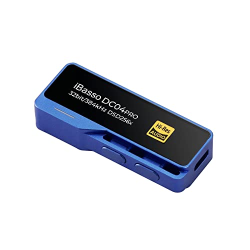 iBasso DC04Pro Portable USB Headphone Amp and DAC Dongle, 3.5mm Single-Ended and 4.4mm Balanced Headphone Output, High-Resolution Audio Player, Blue