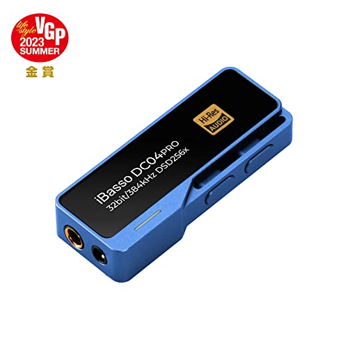 iBasso DC04Pro Portable USB Headphone Amp and DAC Dongle, 3.5mm Single-Ended and 4.4mm Balanced Headphone Output, High-Resolution Audio Player, Blue