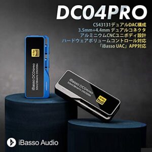 iBasso DC04Pro Portable USB Headphone Amp and DAC Dongle, 3.5mm Single-Ended and 4.4mm Balanced Headphone Output, High-Resolution Audio Player, Blue